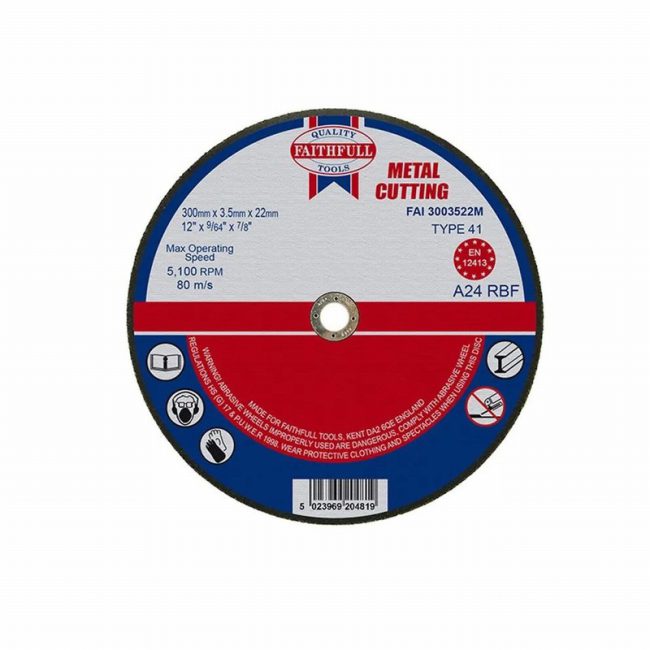 Faithfull FAI3003522M 300x3.5x22.23mm Metal Cut Off Disc - 1pc - Image 3