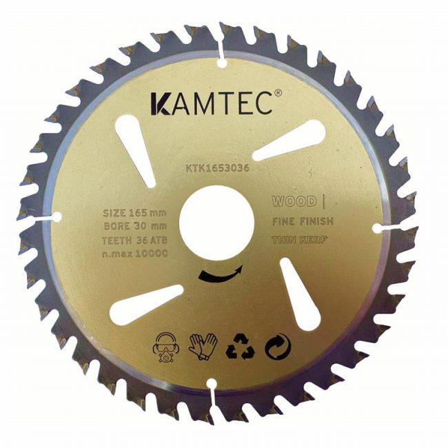 Kamtec KTK1653036  165mm 30bore 36Z Gold Saw Blade For Wood
