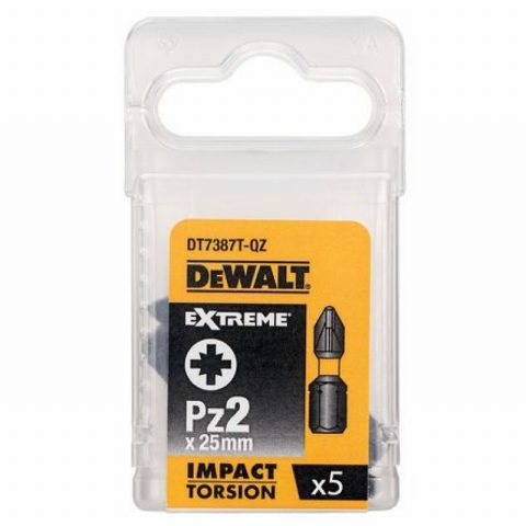 DeWalt DT7387TQZ PZ2 x 25mm Extreme Impact Torsion Bits – Pack 5