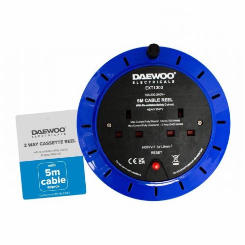 Daewoo 126921 2 Gang 5m Extension Reel