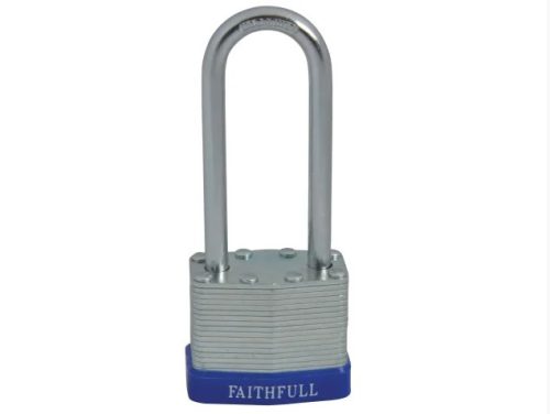 Faithfull Laminated Steel Padlock 40mm Long Shackle 3000000 Keys