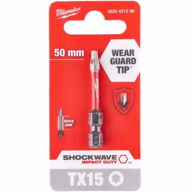Milwaukee 4932451286 TX15 50mm SHOCKWAVE ScrewBits – 1 piece