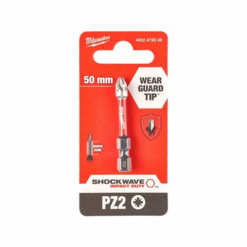 Milwaukee 4932472049 PZ2 50mm Shockwave Impact ScrewBits – 2pc