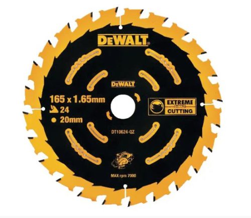 DeWalt 165mm 24T 20mm Extreme Cordless Circular Saw Blad