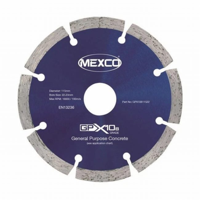 MEXCO MEXGPX108115 GPX10-8 115 x 22mm Concrete Diamond Blade