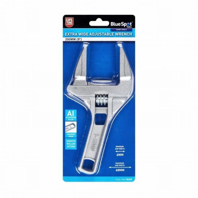 BlueSpot 06322 200mm Extra Wide Adjustable Wrench