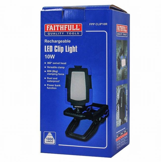 Faithfull FPPCLIP10R 10W Cordless Rechargeable Clip Light - Image 4