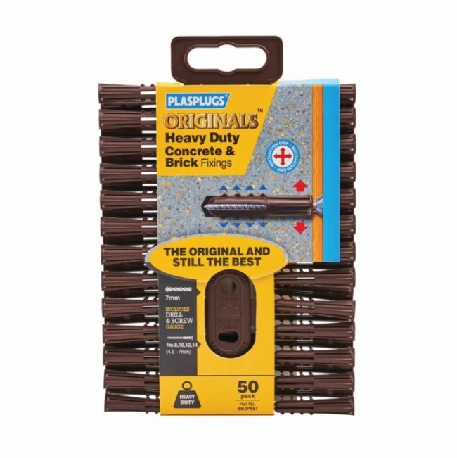 Plasplugs PLASBJP551 Original Heavy Duty Fixings - Pack of 50