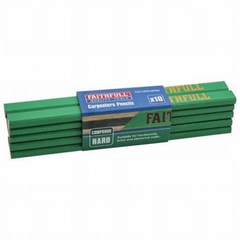 Faithfull FAICPG10FSC Carpenter’s Pencils-Green / Hard – Pack 10