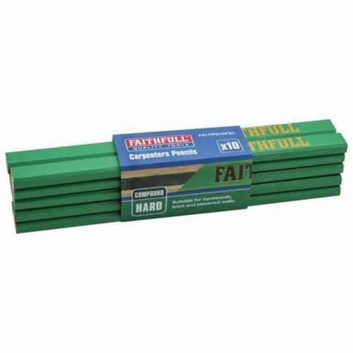 Faithfull FAICPG10FSC Carpenter’s Pencils-Green / Hard – Pack 10