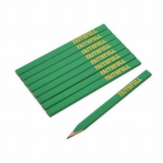 Faithfull FAICPG10FSC Carpenter's Pencils-Green / Hard - Pack 10 - Image 2