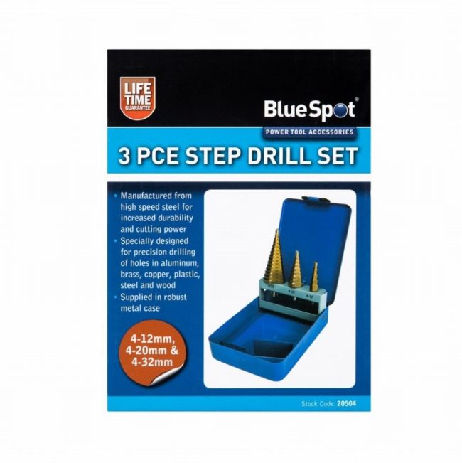 BlueSpot 20504 HSS Step Drill Set (4-32mm) - 3 Piece - Image 2