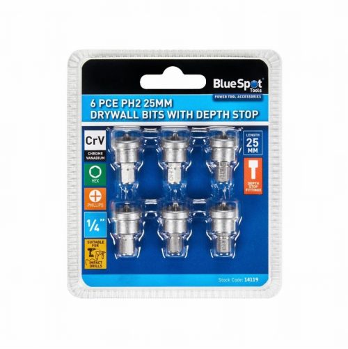 BlueSpot 14119 PH2 25mm Drywall Bit Set – 6 Piece