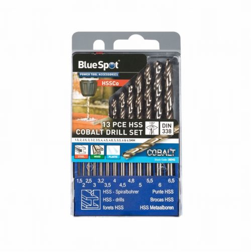 BlueSpot 20341 1.5 – 6.5mm Cobalt Drills – 13 Piece