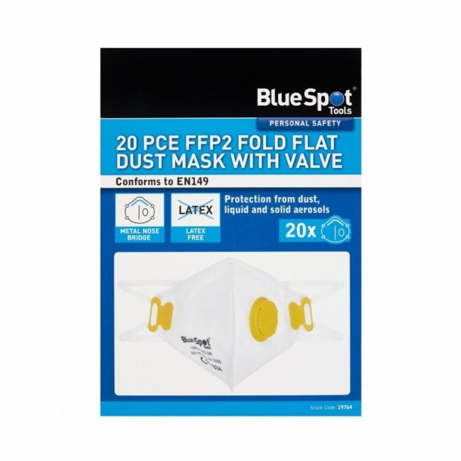 BlueSpot 19764 FFP2 Fold Flat Dust Mask With Valve - 20 Piece - Image 2