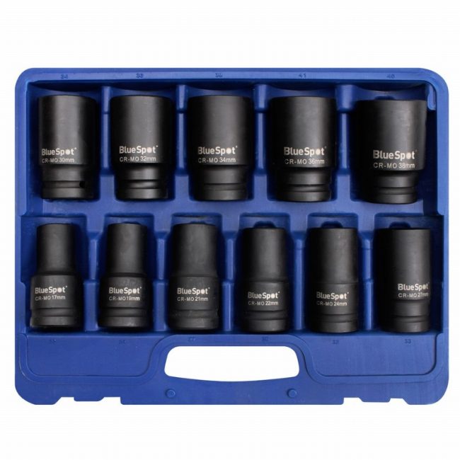 BlueSpot 01558 (17-38mm) 11 PCE 3/4" Metric Deep Impact Sockets