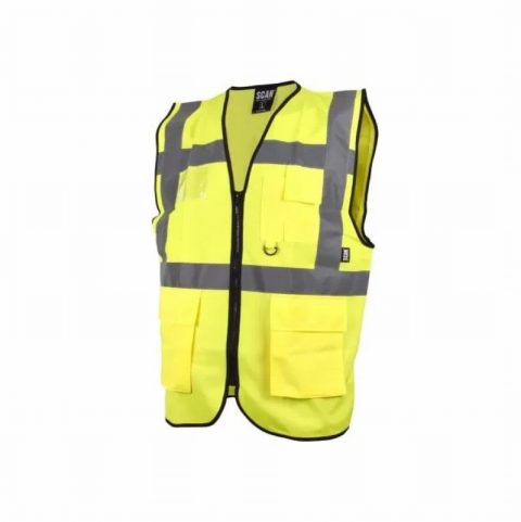 Scan SCAHVUWM Size M (41in) Hi-Vis Utility Yellow Waistcoat
