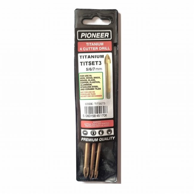 Pioneer TITSET 5, 6 and 7mm Titanium Drill bit set - 3 pieces