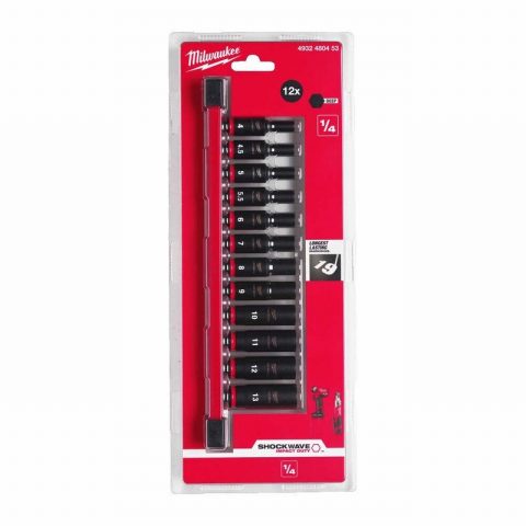 Milwaukee 4932480453 12 Piece 1/4″ Shockwave Impact Socket Set