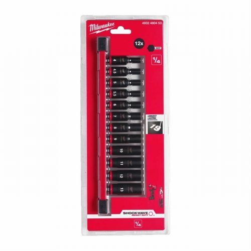 Milwaukee 4932480453 12 Piece 1/4″ Shockwave Impact Socket Set