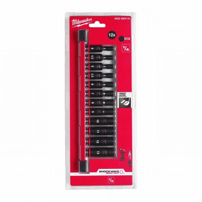 Milwaukee 4932480453 12 Piece 1/4" Shockwave Impact Socket Set