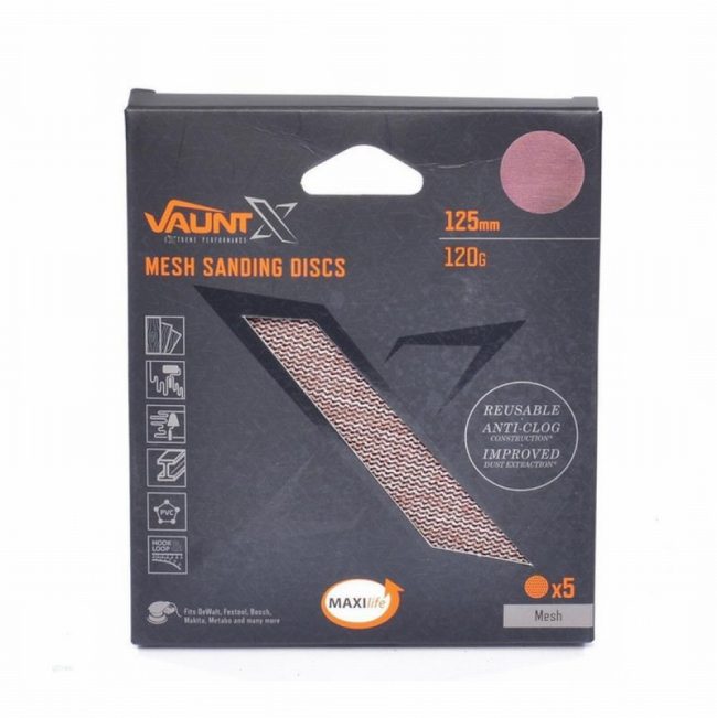 Vaunt X1357001 X 125mm 120 Grit Mesh Net Sanding Discs - 5pc