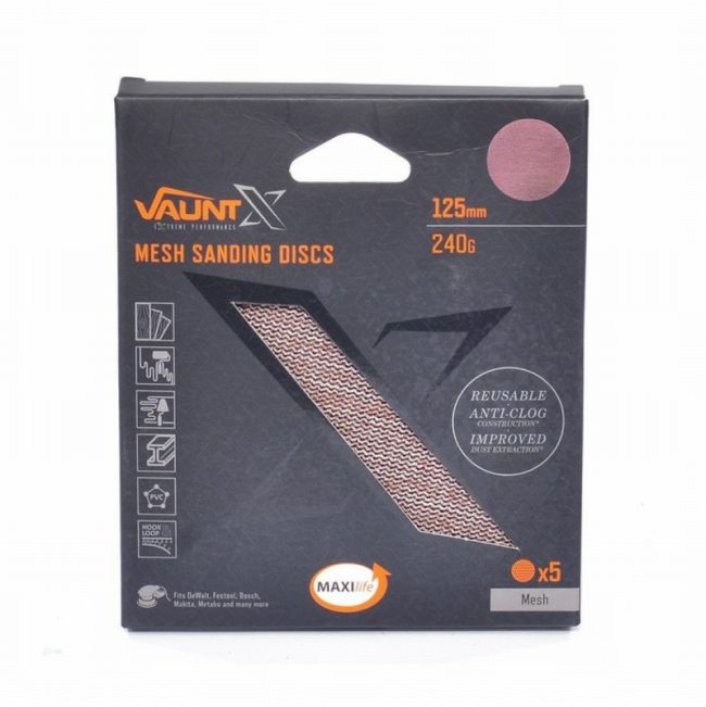 Vaunt X1357003 125mm 240 Grit Mesh Net Sanding Discs - Pack of 5