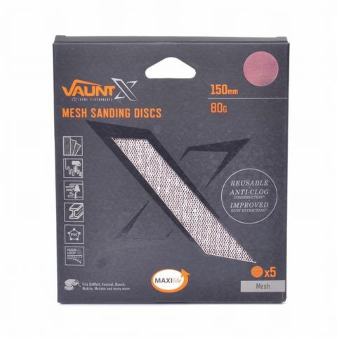 Vaunt X1357030 150mm 80 Grit Mesh Net Sanding Discs – Pack of 5