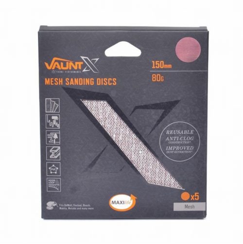 Vaunt X1357030 150mm 80 Grit Mesh Net Sanding Discs – Pack of 5