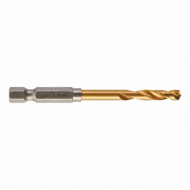 Milwaukee Red Hex 4.8mm Shockwave HSS TiN Metal Drill Bit - Image 2