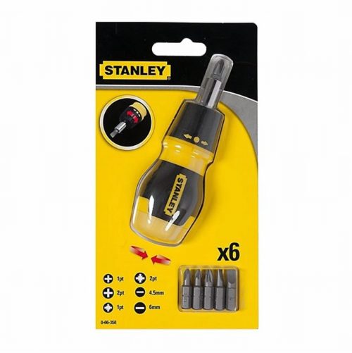 Stanley STA066358 Multibit Ratchet Stubby & 5 Bits
