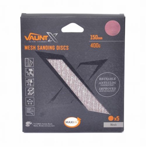 Vaunt X1357034 150mm 400 Grit Mesh Net Sanding Discs – Pack of 5