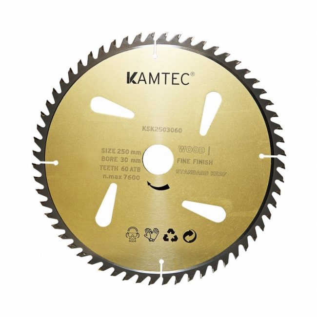 Kamtec KSK2503060  250mm 30bore 60Z Gold Saw Bade For Wood