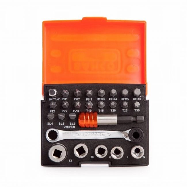 Bahco 2058/S26 Ratchet Socket Set of 26 Metric 1/4in Drive - Image 2