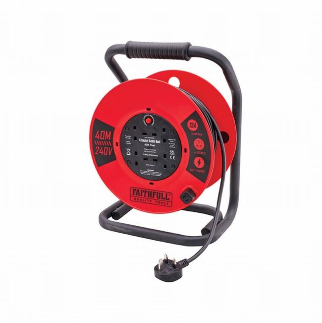 Faithfull FPPCR40240HD 40m 13A Heavy Duty Cable Reel