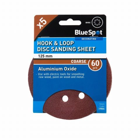 Blue Spot Tools 19866 – 125mm 5 Pack 60 Grit Sanding Disc