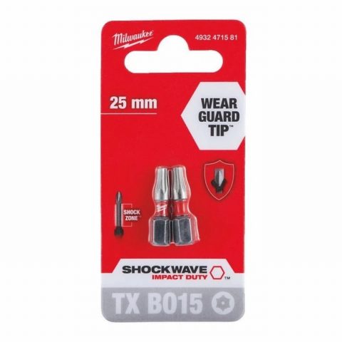 Milwaukee 4932471581 ScrewBIT SHOCKWAVE™ TX BO15 25mm – 2 pieces
