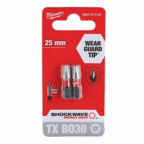 Milwaukee 4932471584 TX BO30 25mm ScrewBIT SHOCKWAVE™ -2 pcs
