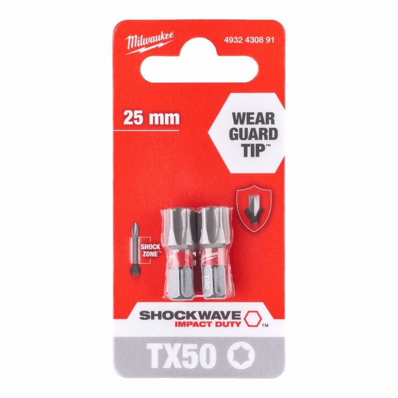 Milwaukee 4932430891 TX50 25 mm SHOCKWAVE™ Gen II - 2 pieces
