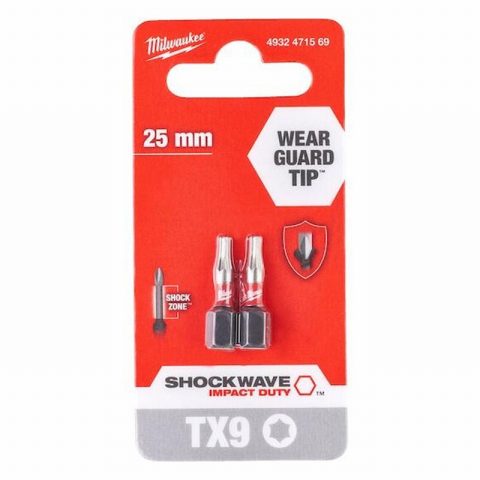 Milwaukee 4932471569 TX9 25mm ScrewBIT SHOCKWAVE- 2 pieces