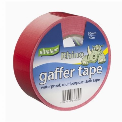 Rhino RH0043RED 50mm x 50m Ultratape Gaffer Cloth Tape Red