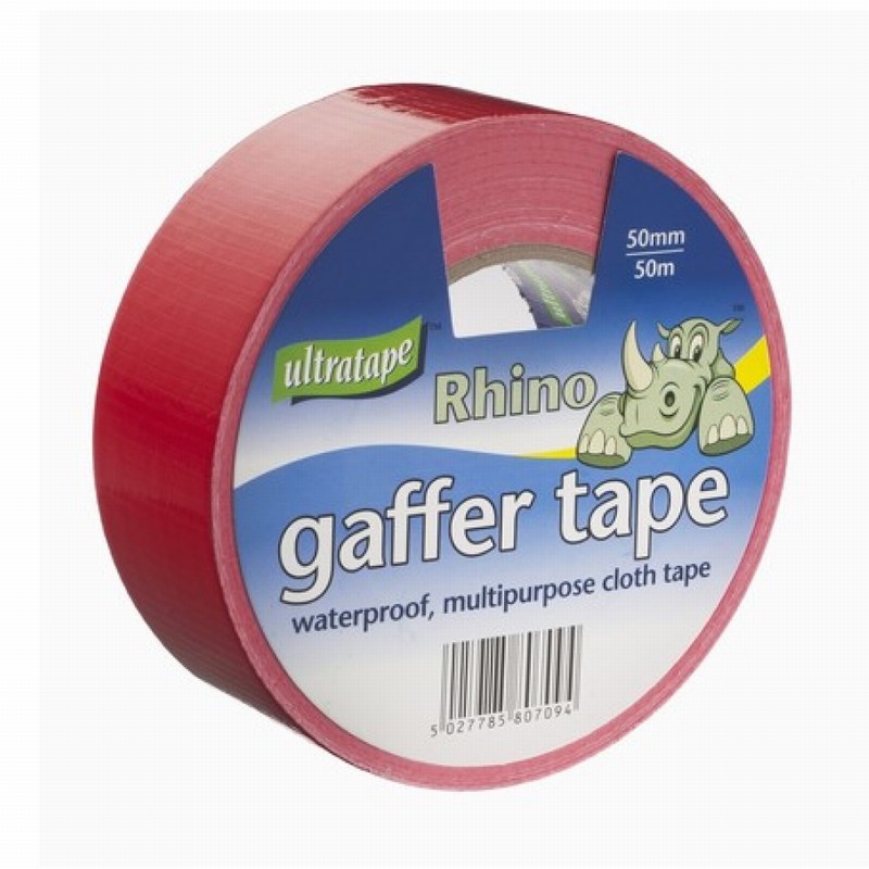 Rhino RH0043RED 50mm x 50m Ultratape Gaffer Cloth Tape Red