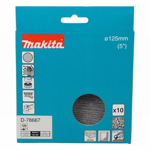 Makita D-78667 125mm A120 Grit Net Sanding Disc – Pack of 10