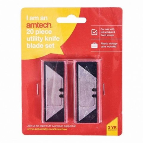 Amtech S0360 20pc Utility Knife Blades