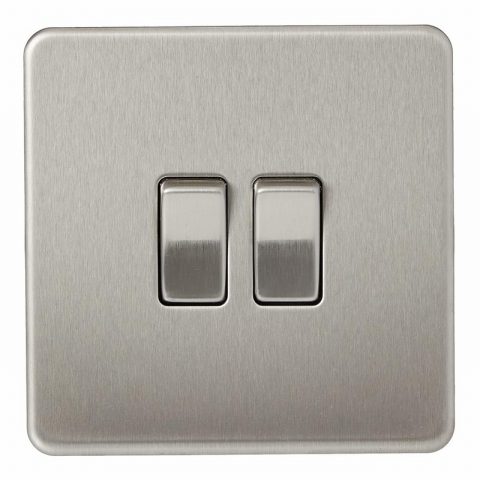 BG 137179  2 Gang 2 Way Switch Brushed Chrome