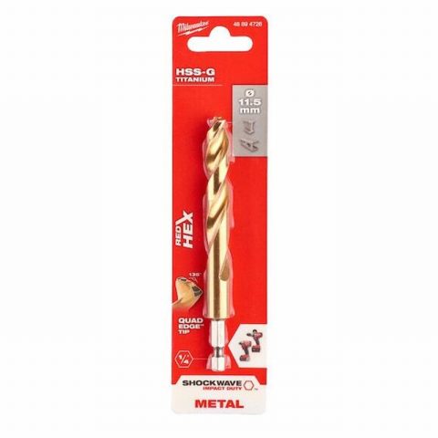 Milwaukee 48894726 11.5mmx81mm SHOCKWAVE HSS TiN Metal Drill Bit