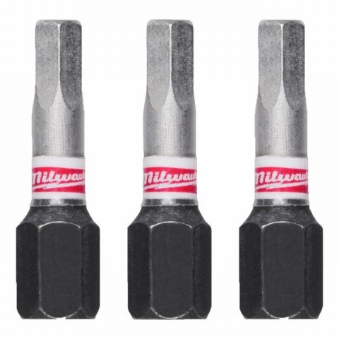 Milwaukee 4932500380 Hex4 25mm Shockwave Screw Bits – Pack of 3