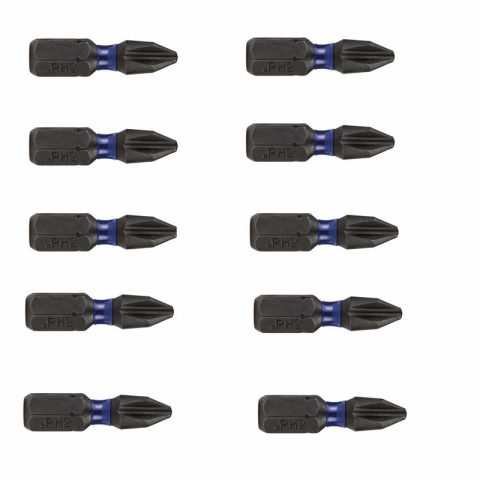 Irwin IW6061321 25mm PH2 Impact Performance Screw Bits – 10pc