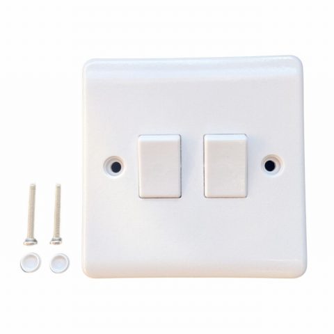 Elpine 0018026  Light Switch 2 Gang 2 Way White