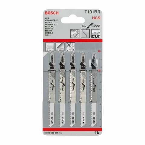 Bosch 2608630014 T101BR Clean For Wood Jigsaw Blades – 5pc